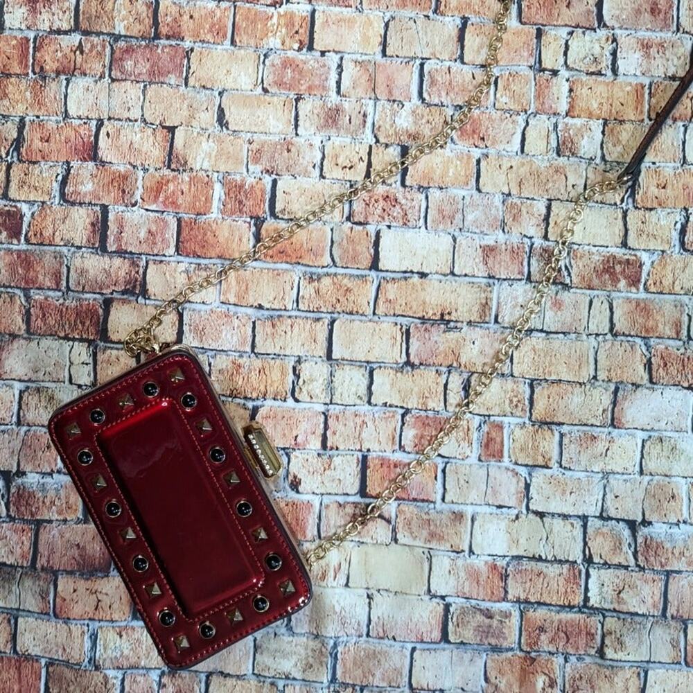 Red Goth Clutch Rhinestone Purse - Picture 3 of 5